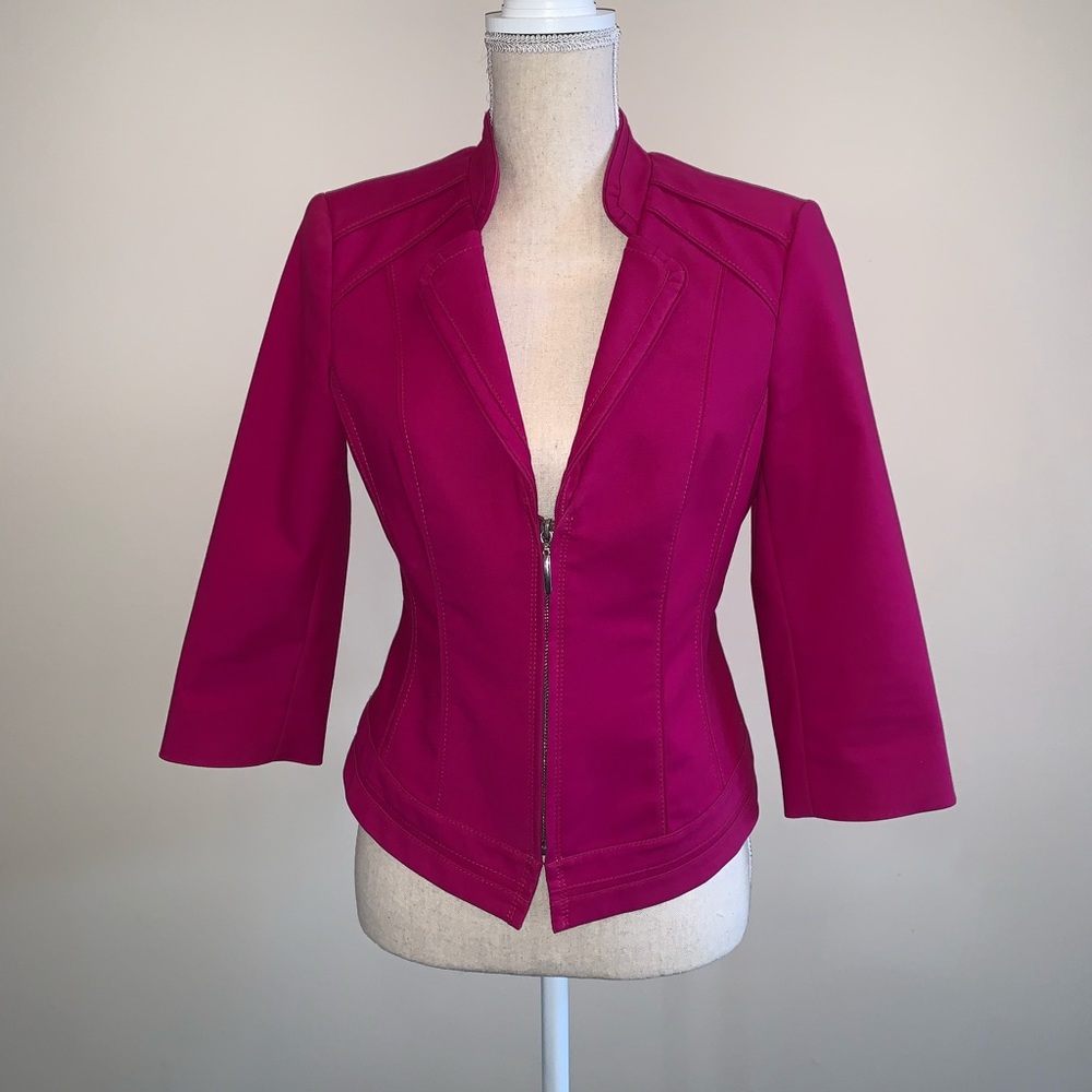 Hot Pink 3/4 Sleeves Blazer